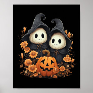 Halloween-Kostüm Vintage-Blumen-Geist-Kürbis-Spaß Poster
