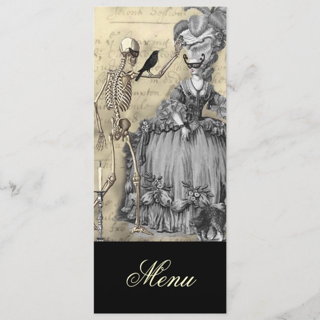 Halloween-Kostümball-Menü Menükarte (Vorderseite)