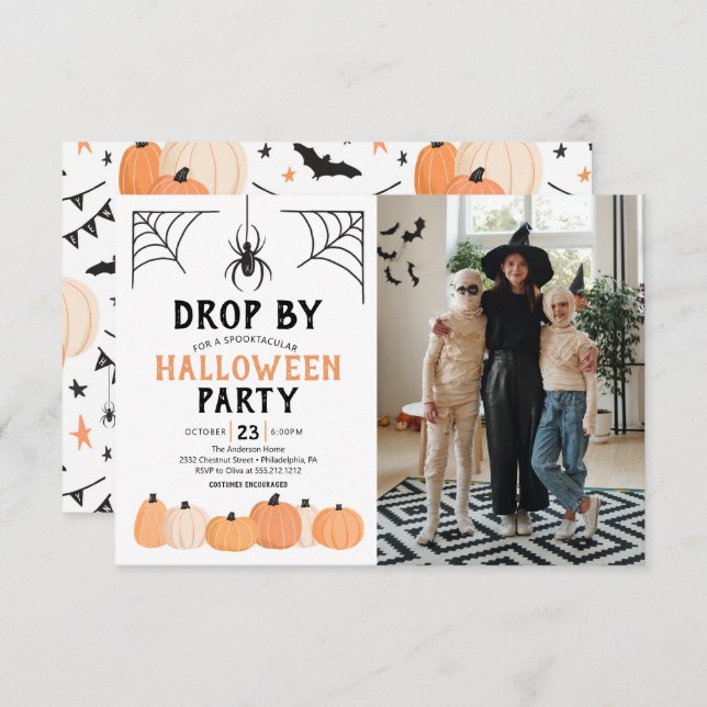 Halloween-Kostümbildhauer-Party Einladung mit Foto (Vorne/Hinten)