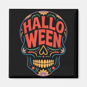 Halloween-Kostüme Totenkopf-Typografie Grafik Grus Magnet