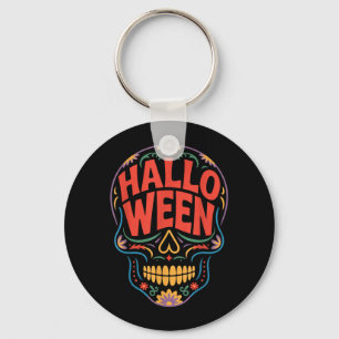 Halloween-Kostüme Totenkopf-Typografie Grafik Grus Schlüsselanhänger