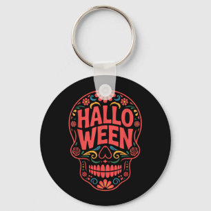 Halloween-Kostüme Totenkopf-Typografie Grafik Grus Schlüsselanhänger