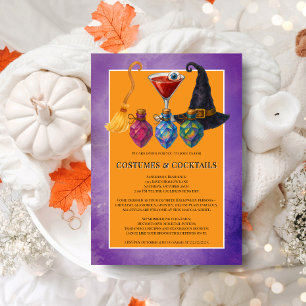 Halloween-Kostüme und Cocktails-Party Einladung