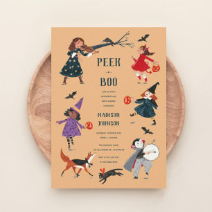 Halloween-Kostümkinder mit Babydusche Einladung