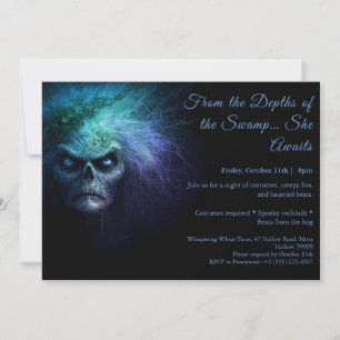 Halloween-Kostümparty-Einladung für Sumpfhexe Einladung