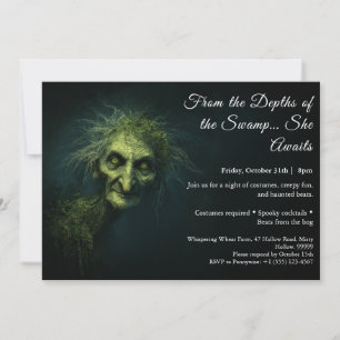Halloween-Kostümparty-Einladung für Sumpfhexe Einladung