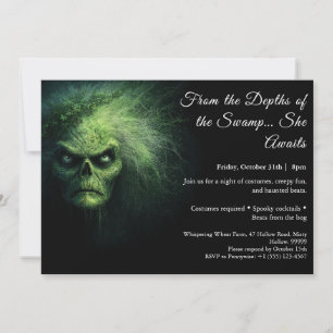 Halloween-Kostümparty-Einladung für Sumpfhexe Einladung