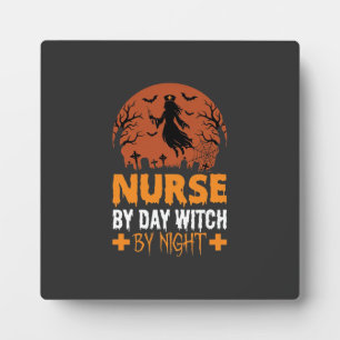 Halloween-Krankenschwester bei Tag, Hexe bei Nacht Fotoplatte