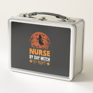Halloween-Krankenschwester bei Tag, Hexe bei Nacht Metall Brotdose