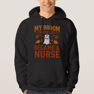 Halloween-Krankenschwester-Geist-Besen-Vintage-Shi Hoodie