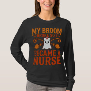 Halloween-Krankenschwester-Geist-Besen-Vintage-Shi T-Shirt
