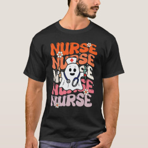 Halloween-Krankenschwester Groovy Lustiger Geist K T-Shirt