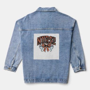Halloween-Krankenschwester Gruseliger Koketten-Bog Jeansjacke