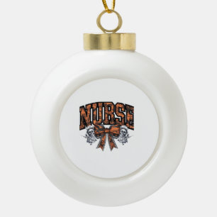 Halloween-Krankenschwester Gruseliger Koketten-Bog Keramik Kugel-Ornament