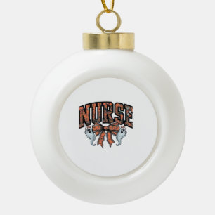 Halloween-Krankenschwester Gruseliger Koketten-Bog Keramik Kugel-Ornament