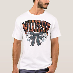Halloween-Krankenschwester Gruseliger Koketten-Bog T-Shirt