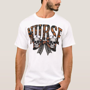 Halloween-Krankenschwester Gruseliger Koketten-Bog T-Shirt