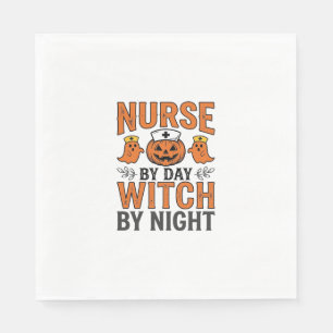 Halloween-Krankenschwester Hexe bei Nacht Vintage- Serviette