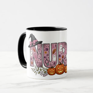 Halloween-Krankenschwester Pink Ribbon Design Tasse