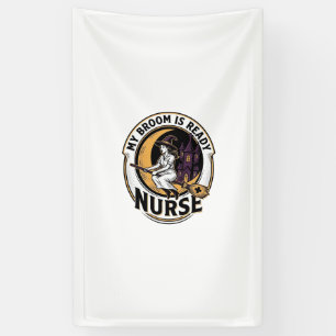 Halloween-Krankenschwester-Shirt Vintage-Hexenbese Banner