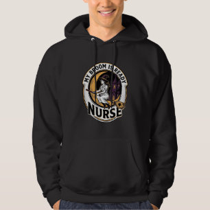 Halloween-Krankenschwester-Shirt Vintage-Hexenbese Hoodie