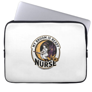 Halloween-Krankenschwester-Shirt Vintage-Hexenbese Laptopschutzhülle