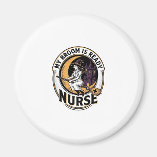 Halloween-Krankenschwester-Shirt Vintage-Hexenbese Magnet
