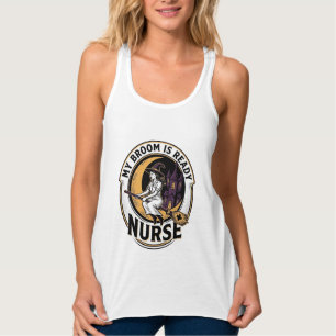 Halloween-Krankenschwester-Shirt Vintage-Hexenbese Tank Top