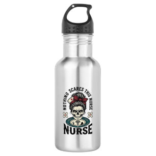 Halloween-Krankenschwester-Shirt Vintage-Totenkopf Edelstahlflasche
