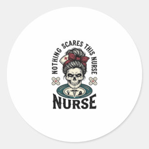 Halloween-Krankenschwester-Shirt Vintage-Totenkopf Runder Aufkleber