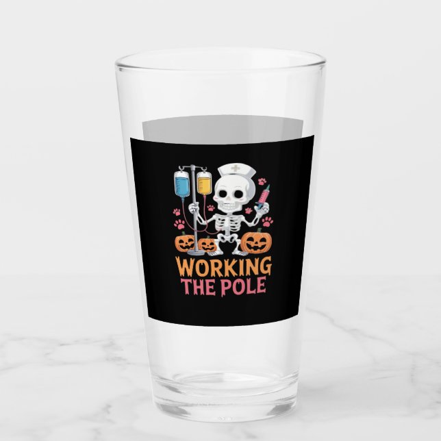 Halloween Krankenschwester Skelett Lustiger Witz E Glas (Vorderseite)