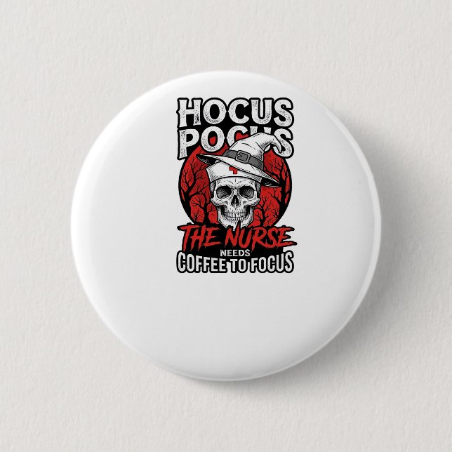 Halloween Krankenschwester Totenkopf Kaffee Fokus  Button (Vorderseite)