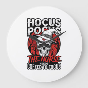 Halloween Krankenschwester Totenkopf Kaffee Fokus Große Wanduhr