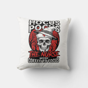Halloween Krankenschwester Totenkopf Kaffee Fokus Kissen