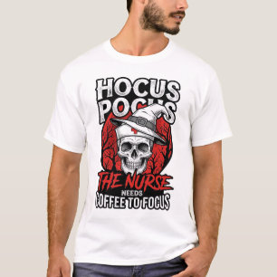 Halloween Krankenschwester Totenkopf Kaffee Fokus T-Shirt