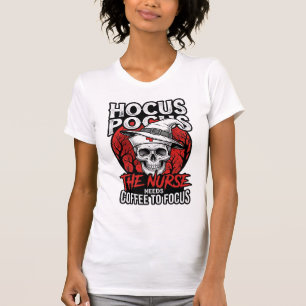Halloween Krankenschwester Totenkopf Kaffee Fokus T-Shirt