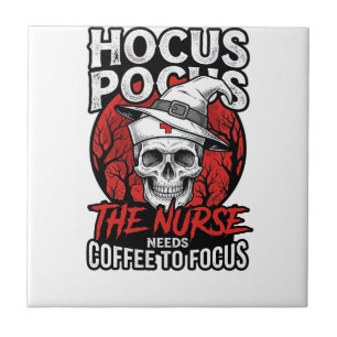 Halloween-Krankenschwester-Totenkopf-Kaffeefokus-V Fliese