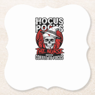 Halloween-Krankenschwester-Totenkopf-Kaffeefokus-V Untersetzer