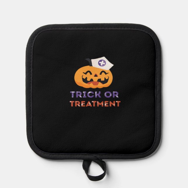 Halloween Krankenschwester Trick oder Behandlungs  Topflappen (Vorderseite)