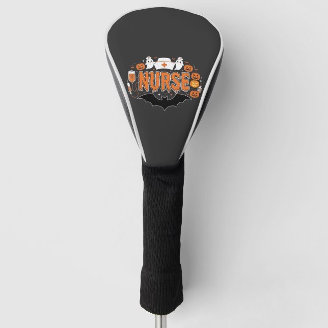 Halloween-Krankenschwester tropfender Kürbis-Geist Golf Headcover (Vorderseite)