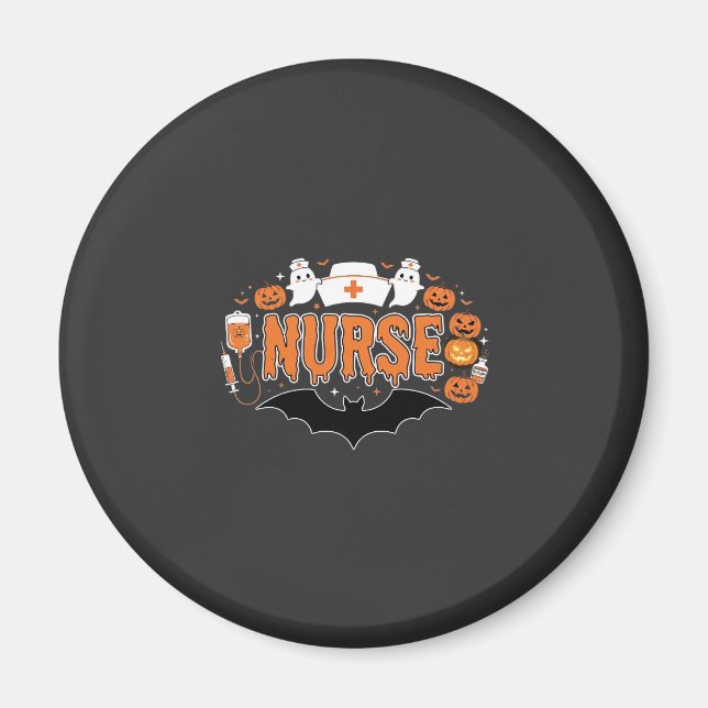 Halloween-Krankenschwester tropfender Kürbis-Geist Magnet (Vorne)