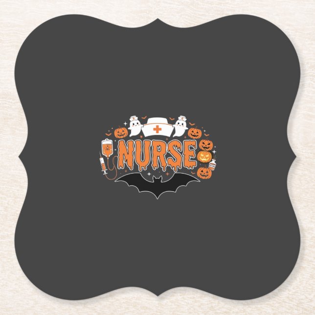 Halloween-Krankenschwester tropfender Kürbis-Geist Untersetzer (Vorderseite)