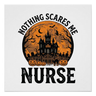 Halloween Krankenschwester Vintage Grusel Mond Des Poster