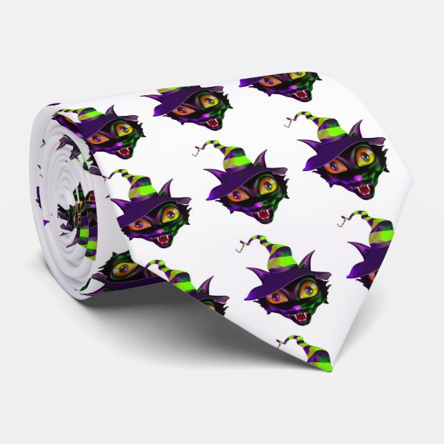 Halloween-Krawatte/Spooky-Katze Krawatte (Gerollt)