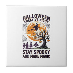 Halloween Kreativ-Shirt Vintage Gruseliger Mond Ku Fliese