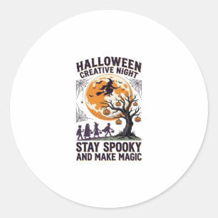 Halloween Kreativ-Shirt Vintage Gruseliger Mond Ku Runder Aufkleber