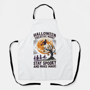 Halloween Kreativ-Shirt Vintage Gruseliger Mond Ku Schürze