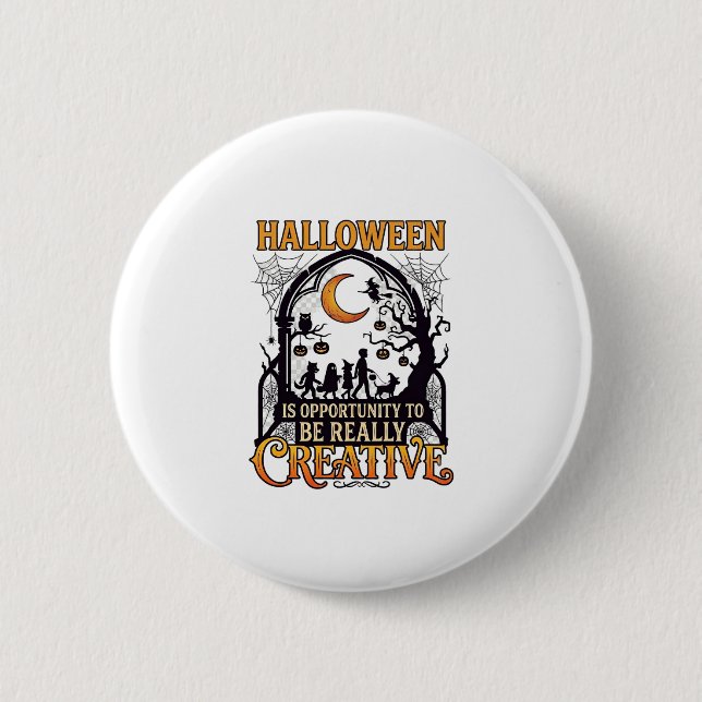 Halloween Kreative Kinder Silhouette Halbmond W Button (Vorderseite)