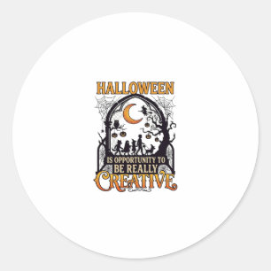 Halloween Kreative Kinder Silhouette Halbmond W Runder Aufkleber