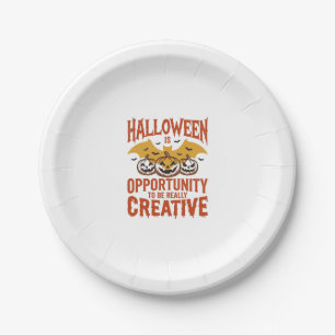 Halloween Kreativer Kürbis Fledermaus Vintage Vekt Pappteller